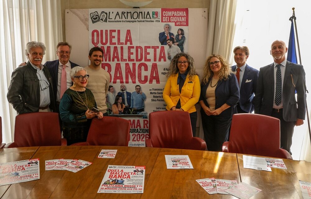 PRESENTATA IN SALA GIUNTA LA COMMEDIA TEATRALE “QUELA MALEDETA BANCA”