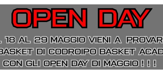 AL VIA GLI OPEN DAY GRATUITI DEL CODROIPO BASKET ACADEMY