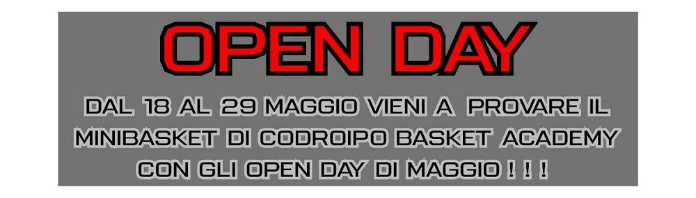AL VIA GLI OPEN DAY GRATUITI DEL CODROIPO BASKET ACADEMY