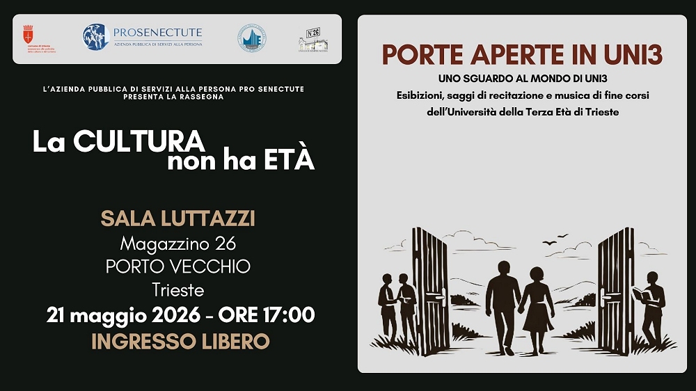 “Porte Aperte in UNI3”: arte, musica e teatro nella rassegna “La cultura non ha età”