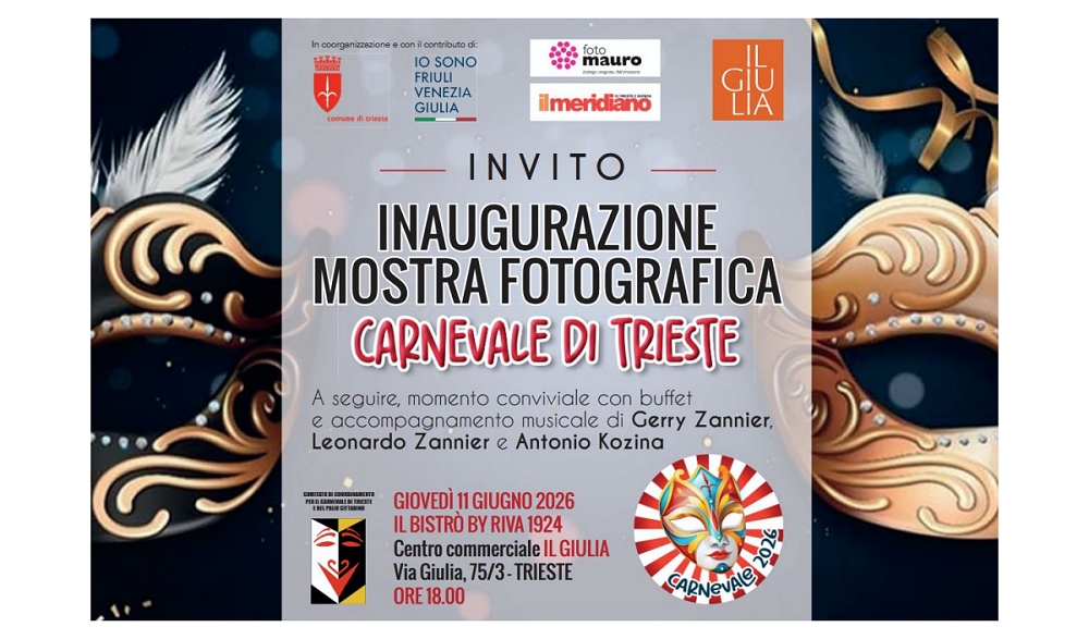 Carnevale di Trieste 2026: presso il Centro Commerciale Il Giulia la Mostra fotografica delle immagini del Corso Mascherato del Martedì grasso