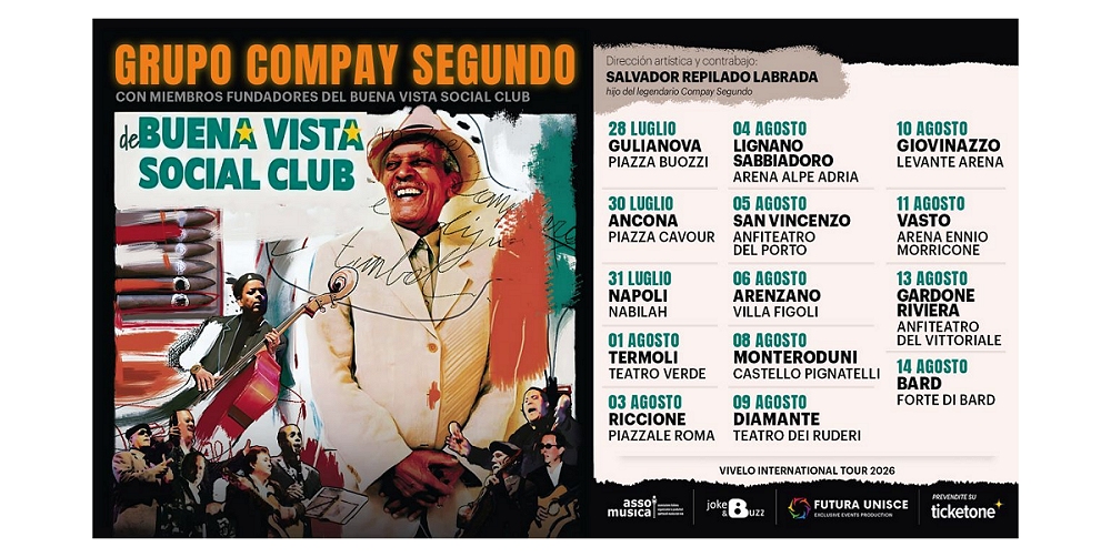 GRUPO COMPAY SEGUNDO, l’ensemble cubano torna in Italia con il VÍVELO INTERNATIONAL TOUR