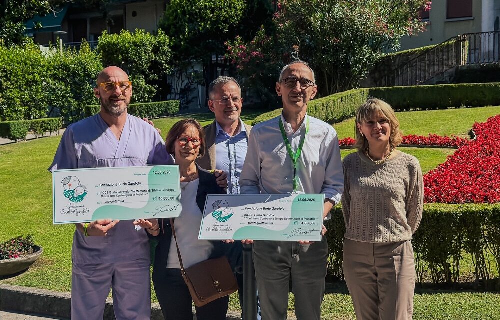 FONDAZIONE BURLO GAROFOLO: CONSEGNATI ALL’IRCCS BURLO GAROFOLO DUE ASSEGNI PER 124 MILA EURO