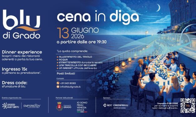 IL 13 GIUGNO ARRIVA BLU DI GRADO: SETTECENTO POSTI, UNO SCENOGRAFICO TAVOLO SUL MARE