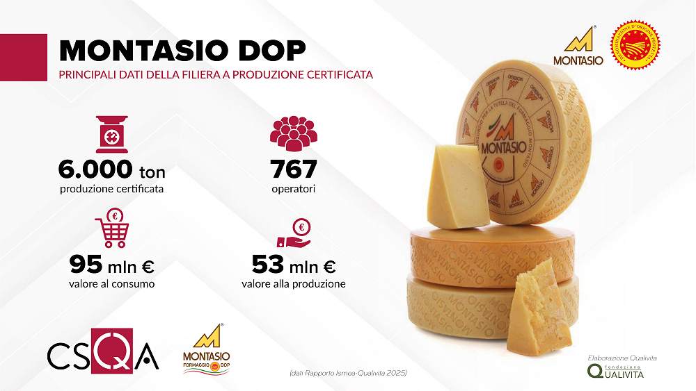 Montasio DOP: una filiera da 95 milioni € al consumo e 767 operatori