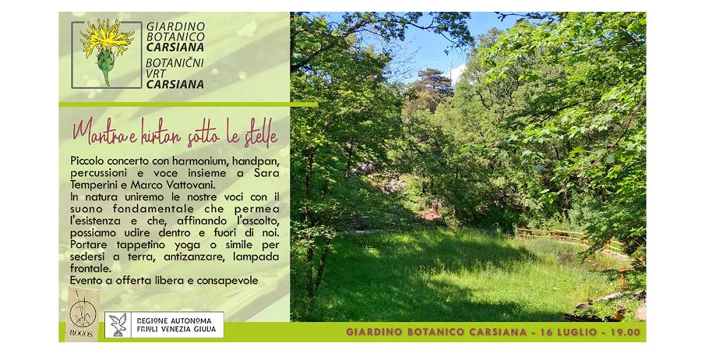Mantra e kirtan sotto le stelle al Giardino botanico Carsiana