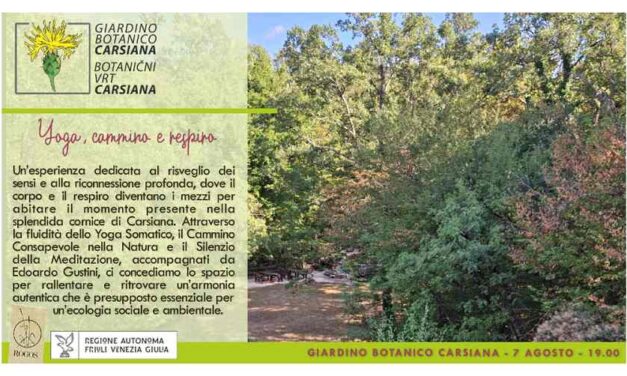 Yoga, cammino e respiro al Giardino botanico Carsiana