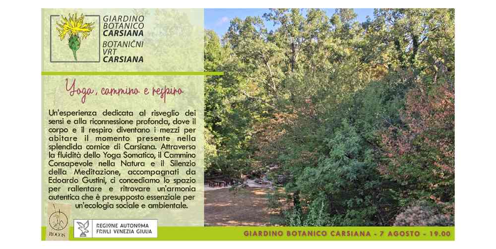 Yoga, cammino e respiro al Giardino botanico Carsiana