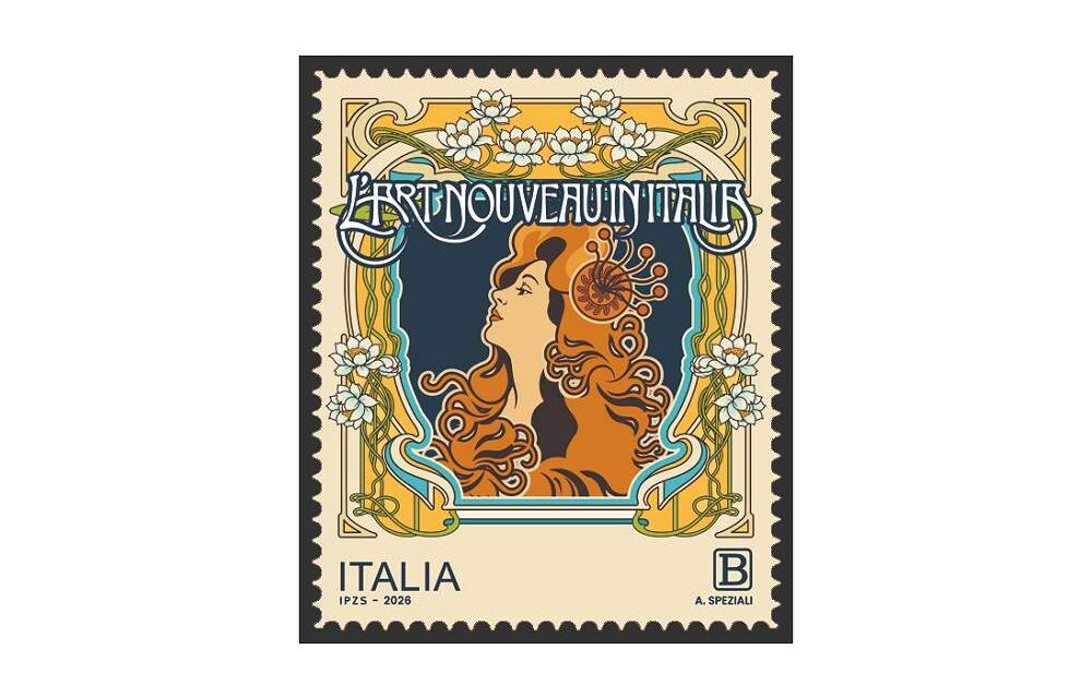FILATELIA: UN FRANCOBOLLO DEDICATO A L’ART NOUVEAU IN ITALIA