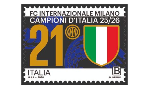 FILATELIA: PRESENTATO IL FRANCOBOLLO DEDICATO A FC INTERNAZIONALE MILANO, SQUADRA VINCITRICE DEL CAMPIONATO DI CALCIO DI SERIE A 2025/26