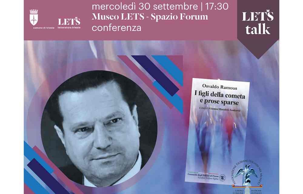 MERCOLEDÌ 30 SETTEMBRE ALLE ORE 17.30 NELLO SPAZIO FORUM DEL MUSEO LETS INCONTRO DEDICATO ALLA FIGURA DI OSVALDO RAMOUS
