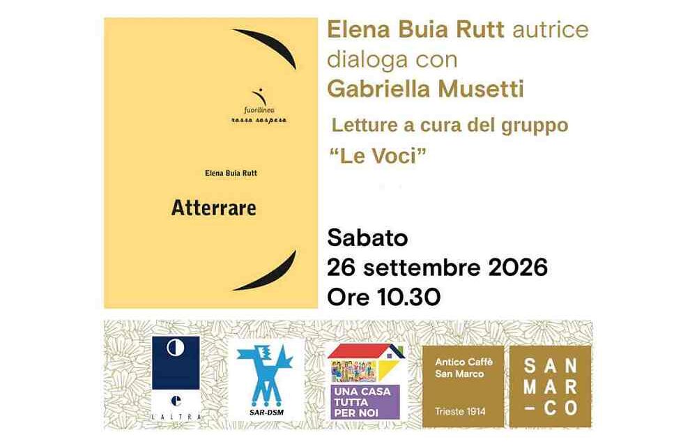 Elena Buia Rutt presenta all’Antico Caffè San Marco il suo libro “Atterrare”