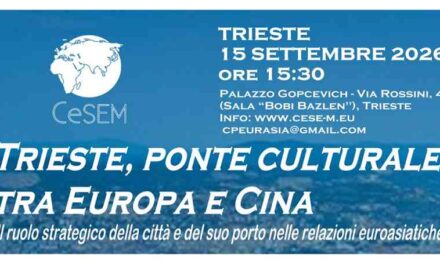 “Trieste, ponte culturale tra Europa e Cina”: incontro a Palazzo Gopcevich