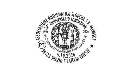 POSTE ITALIANE: A TRIESTE L’ANNULLO FILATELICO PER IL 30° ANNIVERSARIO DI FONDAZIONE DELL’ASSOCIAZIONE NUMISMATICA SLOVENA J.V. VALVASOR