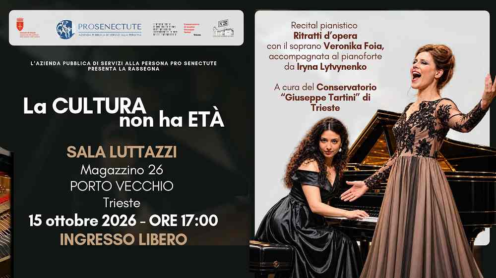 “LA CULTURA NON HA ETÀ” TORNA DOPO LA PAUSA ESTIVA: ALLA SALA LUTTAZZI IL RECITAL “RITRATTI D’OPERA”