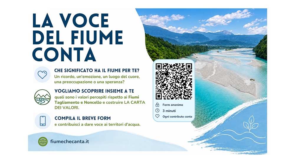 SONDAGGIO SUL VALORE ATTRIBUITO AI FIUMI TAGLIAMENTO E NONCELLO: AVVIATA UN’INDAGINE PARTECIPATIVA NELL’AMBITO DEL PROGETTO “CARTA DEI VALORI”